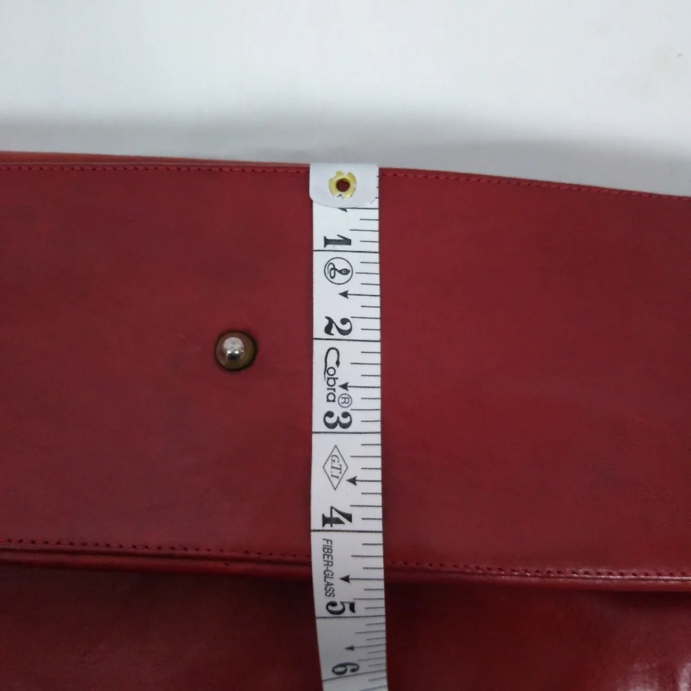 Vintage Marino Orlandi Italian Red Leather Embossed Floral Shoulder Bag - Picture 14 of 14